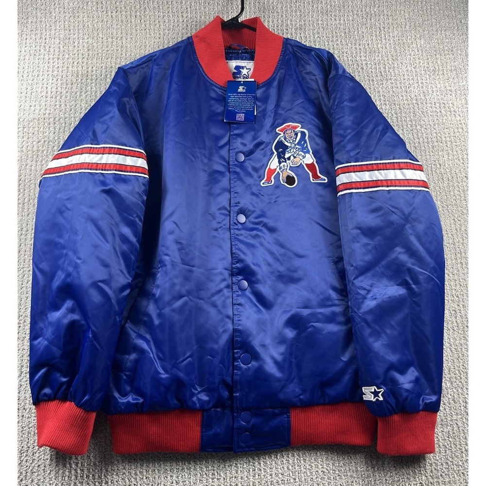 Vintage New England Patriots Satin Bomber Starter Jacket Mens Large Retro Logo